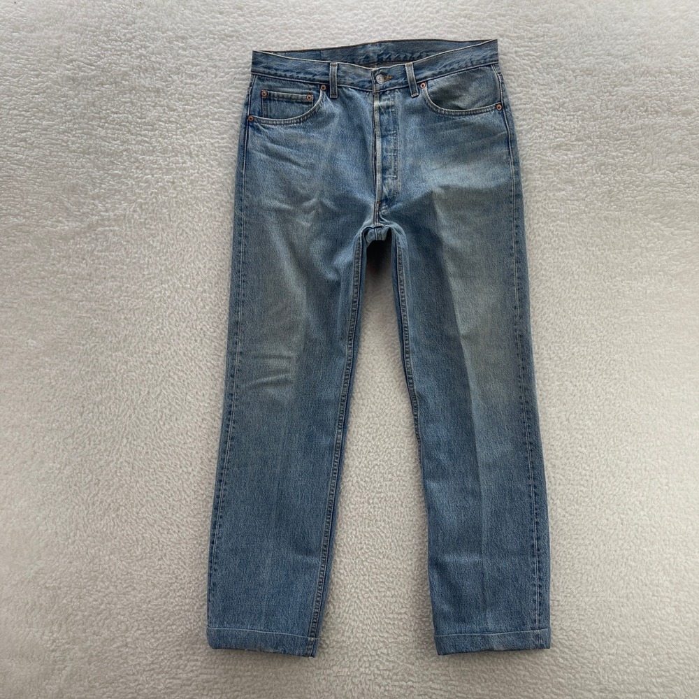 VTG Levis 501 Jeans Men 34x31* Blue Original Button Fly 90s CUFFED Paper Tag USA
